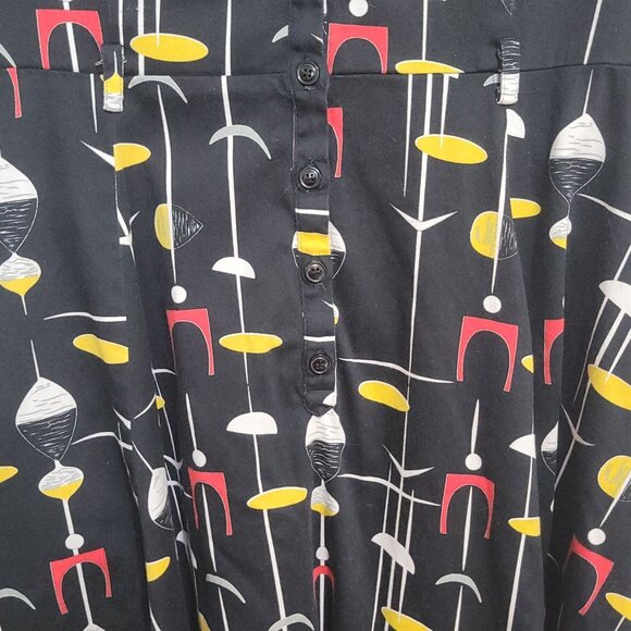Collectif Caterina Swing Dress Black Mid-Century Atomic 2XL US 14 Rockabilly - Picture 8 of 16